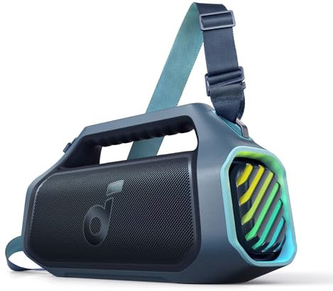 soundcore Boom 2 Plus Outdoor Lautsprecher, 140W, 2+2 Channel, BassUp 2.0, 20h, Schnellladung, IPX7 wasserdicht, RGB Lichter, USB-C, Power Bank, BT 5.3(Generalüberholt)