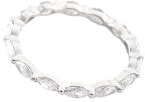Skcess Bague pour femme en or blanc 18 carats avec marquise moissanite, bague de mariage avec marquise moissanite pour femme, taille 66 (21,0), 66 (21.0), Métal précieux, Moissanite