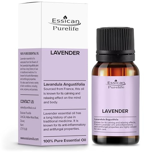 Premium French Lavender Oil 10ml in Glass Bottle, Aromatherapy Oil for Diffuser, Humidifier, Essential Oils for Soap, Bath & Candle Making, Haircare & Skincare - Lavender Oil for Sleep | Lavender Essential Oil, Aromatherapy, Relaxation, Candle Making, Soap and Bath, Haircare, French Lavender, Glass Bottle