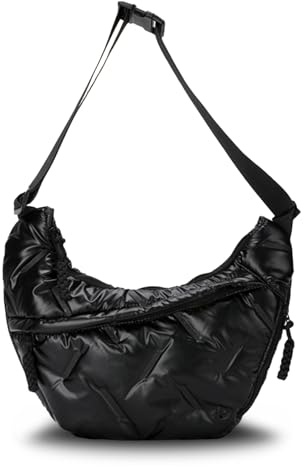 Jywmsc Bolso de Media Luna para Mujer, Bolso Bandolera Acolchado y Esponjoso, Bolso Hobo Espacioso con Múltiples Bolsillos, Bolso de Luna Holgado Tipo Bola de Masa