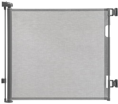 CROWNSHOP Retractable Gate, Baby & Dog Stair Gate, Extends up to 55 Wide - One Handed Operation for Doorways/Hallways (Grey, 140cm)