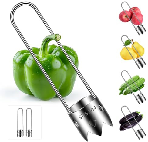 LTWVDIZ Red Bell Pepper Seed Corer,Multifunction Stainless Steel Pepper Corer Seed Remover Tool, Kitchen Utility Gadgets for Cored Bell Peppers, Apples, Pears