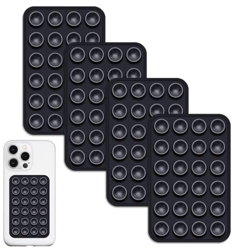 GHPKOTW 4 Pièces Silicone Support De Téléphone Portable Double Face Support De Téléphone Portable À Ventouses Silicone Ventouses Antidérapantes(Noir)