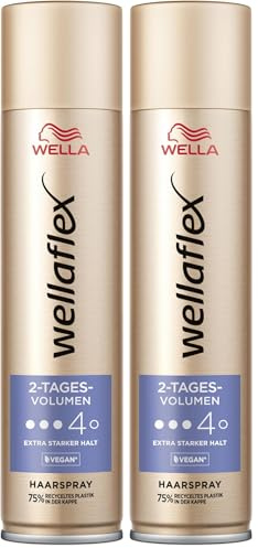 Wellaflex 2-Tages-Volumen Haarspray für Frauen | Bis zu 2 Tage flexibler Halt | Für lang anhaltendes Styling | Sanft zur Kopfhaut, dermatologisch getestet | Vegane Formel | Haltegrad 4 | 250ml