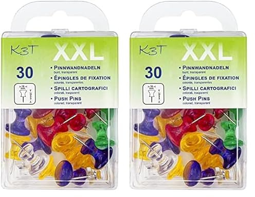 K3T 48359 Pinnnadeln XXL 60er Packung, bunt Sortiert, 16 x 25 mm