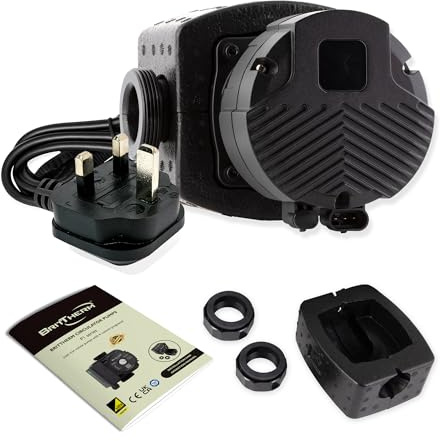 BritTherm P6 32/18-180 A-Rated Central Heating Circulating Pump | 18m Head, 11.9 m3/h Max Flow, EEI <0.23 | PWM & 14 Auto Programs, 180mm Port-to-Port, 2 Ports