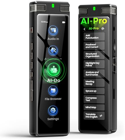 136GB AI Voice Recorder, TIMMKOO Digital Voice Recorder with Playback, Offline Transcribe and Online Summarize/Mindmap/Translation Base on AI Technology, Voice Activated Audio Recorder (Black)