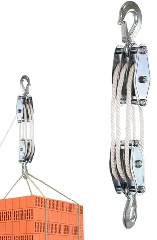 Block And Tackle Pulley System, Heavy Duty Rope Hoist, 2200lbs Breaking Strength Pulley For Animal Husbandry, Garage, Warehouse, Constructions
