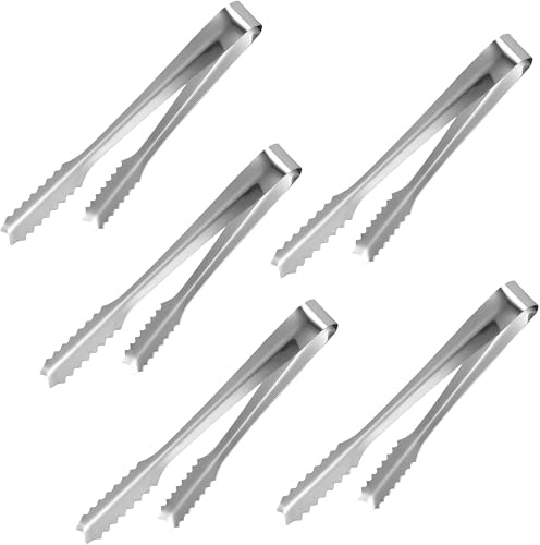 5 Pcs Mini Ice Tongs – Small Sweet Tongs for Pick & Mix – Portable Food Tongs for Sweets, Bread, Cake, Appetisers, Tea, Coffee, Kitchen & Wedding Parties