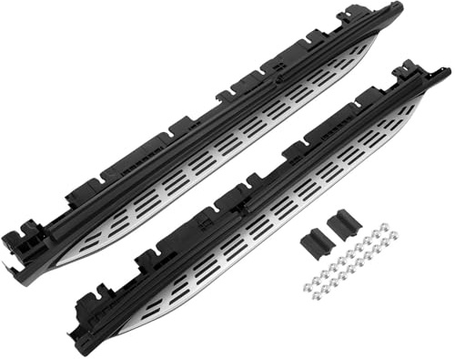 GEARHERO Marchepied latéral argenté avec support compatible avec Mercedes GLE V167 2019, ensemble en aluminium et plastique, antidérapant à gauche et à droite, facile à monter