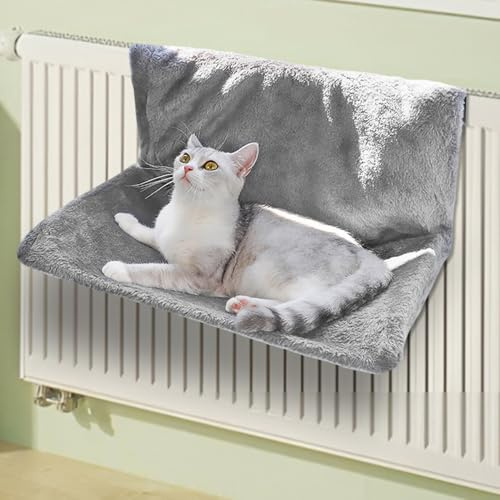 DAJASD Katzenbett für Heizungen, Heizkörperbett für Katzen, Heizungsliege Katzen, Katzenhängematte für Heizungen, Katzenliege für Heizkörper Maschinenwäsche,Einhängen Stabiler Metallrahmen Plüschstoff