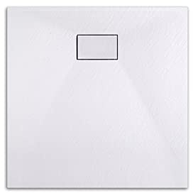 EMKE Duschkar 90 x 90 cm halkfri duschbricka SMC duschkar 90 mm avlopp kan skäras till storlek kvadratiska duschkoppar vit