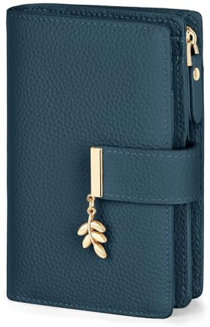LUROON Portefeuille Femme Cuir, Petit Porte Monnaie Femme RFID Blocage Portefeuille Femme Petit Format avec Grand Compartiment à Monnaie Zippé
