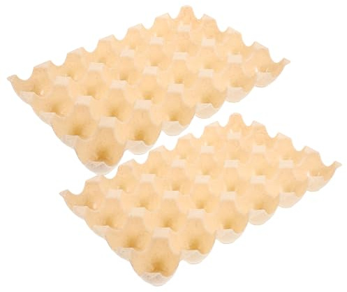Contenitore per Uova da Frigo 2 Pezzi in Pp Beige Griglie | Design Scanalature, Impilabile e Compatto, Formato Sottile per Organizzare Frigorifero