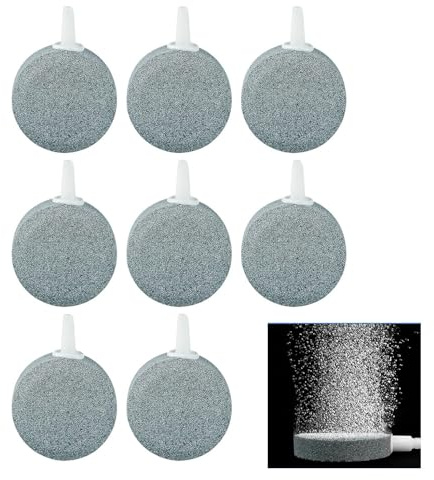 8 Piezas Disco Difusor de Aire para Acuario - Piedras Porosas de 4 cm con Burbujas Finas, para Oxigenación de Peceras, Estanques y Sistemas Hidropónicos