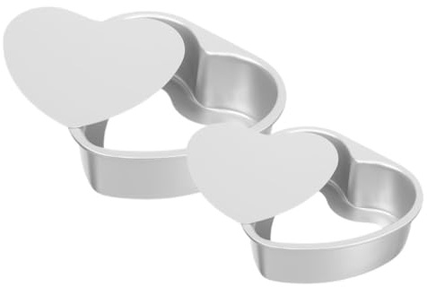 ANDRESLAD 2 pezzi Teglia Cuore in Alluminio con Fondo Rimovibile Stampi per Dolci Forma Cuore e Anti-deformazione e Cottura Uniforme per Torte Te