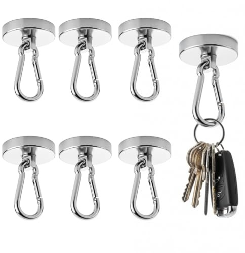 Ebksqs 6 ganchos magnéticos, extra fuertes, imán con ganchos e imanes con ganchos, negro, 20 mm, ganchos magnéticos fuertes, 25 kg, para cocina, baño, caja fuerte