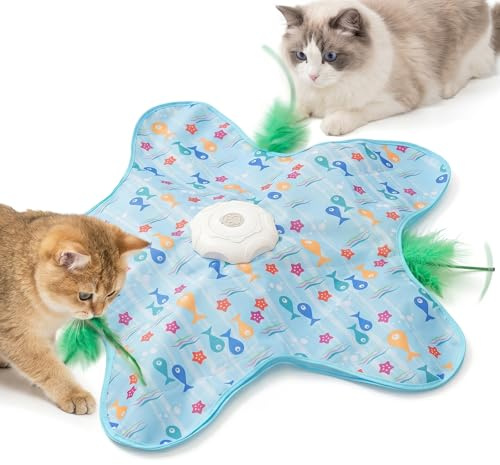 PIuertoRick Interaktives Katzen-Spielzeug elektrisch, blau