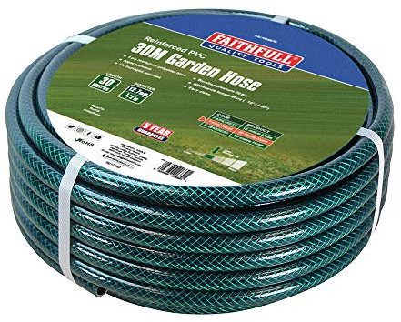 Faithfull 30M (98ft) Reinforced Hose 12.7 mm (1/2 Inch) Diameter – PVC Garden Hose Pipe