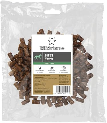 Hundeleckerli Bites Pferd 125 g | Leckerli für Hunde aus 98% Fleisch ohne Innereien | Monoprotein Pferd | getreidefrei | Zutaten aus der EU | ohne Zusatzstoffe | hypoallergen | für Allergiker