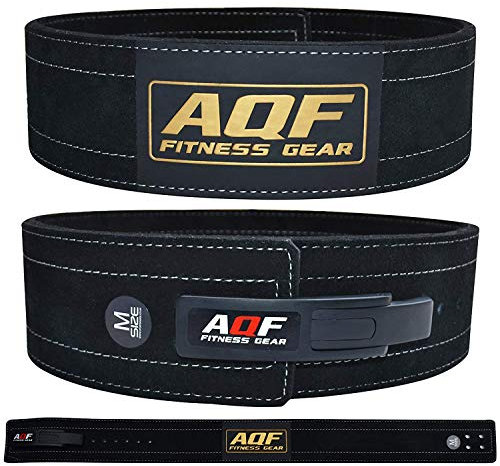 AQF Gewichthebergürtel Lever Schnalle, 4 Breit 10mm Dick Leder Wildlederfutter Kraftraining Gürtel, Lifting Belt, Gewichtsgürtel Für Fitness, Powerlifting, Sport & Deadlift Herren Damen (M, Schwarz)