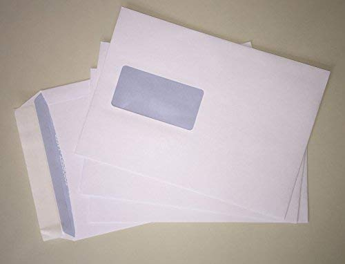 umschlag-discounnt - 50 Versandtaschen mit Fenster, C5 = 229 x 162 mm, mit Laser bedruckbar, Geschäftsumschläge, mit Abziehstreifen, fair verpackt in Berlin