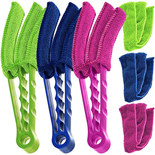 Aifuda, confezione da 3 spazzole per bocchette di areazione del condizionatore e tapparelle, raccogli polvere e panno per la pulizia con 3 manicotti in microfibra aggiuntivi