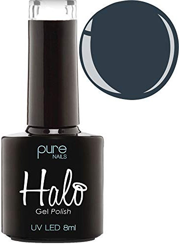 Halo Gel Polish 8ml - Slate Grey UV/LED Gel Nail Polish, Long Lasting & Easy To Apply. Nail Art Colours For Manicure & Pedicure. Gel Polish For Professional & Home Use.