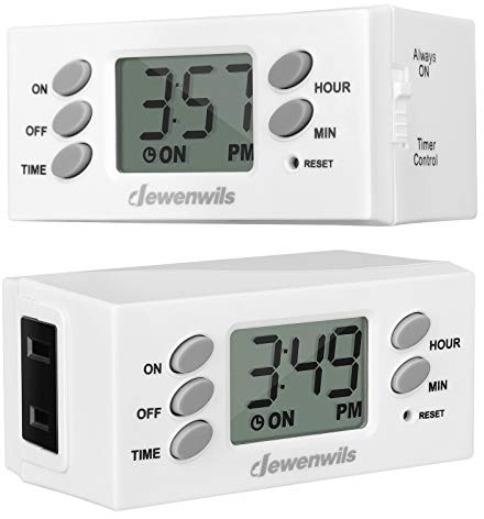 DEWENWILS 24 Hour Outlet Timer, 125V 15A 1000W Timers for Electrical Outlets, 1 Polarized Outlet, Digital Light Timer for Indoor Lamp, Fan, Aquarium, 1/2 HP, 2 Pack, UL Listed