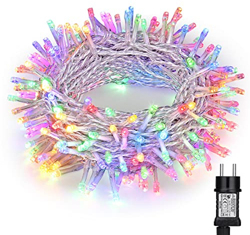 PhilzOps Weihnachtsbaum Lichterkette Innen, 10M 100 LED Bunt Weihnachten Lichter mit Stecker Outdoor Lichterkette 8 Modi Wasserdich für Indoor Zimmer Party Geburtstag Hochzeit Baum Außen Balkon