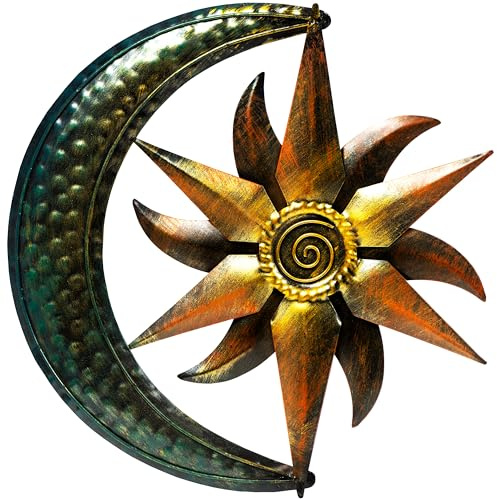 Redwix Metall Mond Wanddekoration 30,5 cm Sonne und Mond Wandkunst Dekor Outdoor Sonne Wandkunst