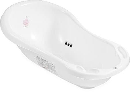 Hylat Baby - Hug Me Weiß - Babybadewanne mit Thermometer, Badewannenstöpsel und Antirutschmatte - Badewanne für Neugeborene und Babys bis 12 Monate - BPA-freiem Plastik, Kinder Baby Born Wanne