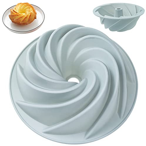 inheming Molde Bizcocho Savarín Hondo Redondo Molde Espiral Silicona para Tarta Antiadherente Molde para Cocina de Silicona para Hornear Tarta, Galletas - 6 Pulgadas