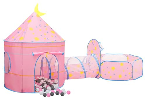 vidaXL Spielzelt mit 250 Bällen Rosa 301x120x128 cm, Spielzelt mit Bällen, Spielhütte, Zelt mit Bällen, Spielhaus, Zelt, Kinder Spielzeug, Bällebad