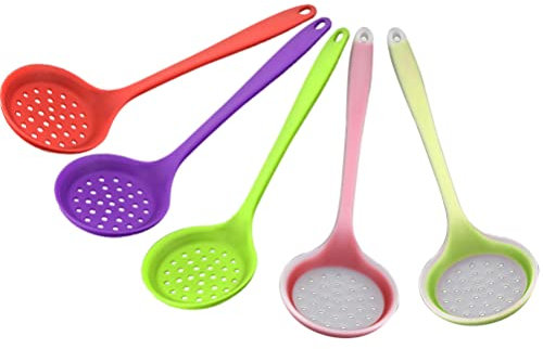 Kichvoe Schiumarola Forata in Silicone Scolapasta Cucchiaio Da Cucina Colino Pentole Silicone Con Fessure Antiaderente Lunga Manico Utensile