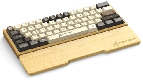 Attack Shark Reposamuñecas de Bambú Natural de 61 Teclas,Soporte Ergonómico para una Mejor Comodidad de Escritura y Juegos,Ecológico, Sensación de Madera,Antideslizante, Portátil para Teclado Mecánico