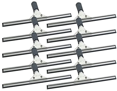 Novaliv 10 extractores profesionales de 45 cm de acero inoxidable con borde de goma intercambiable para ventanas, ventanas, ventanas, ventanas, ventanas, limpiaparabrisas, limpiacristales