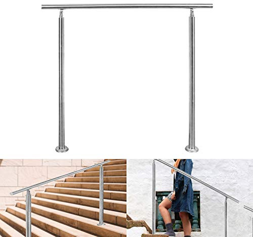 Ansobea Handlauf Edelstahl 150cm,Geländer Edelstahl innen Ohne Querstreben, Treppengeländer Edelstahl, Handlauf Edelstahl Aussen, Treppengeländer außen für Treppen Brüstung Balkon