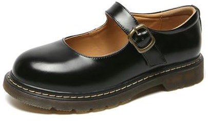 Petites chaussures en cuir à bout rond et talons hauts rétro pour femme Chaussures Mary Jane