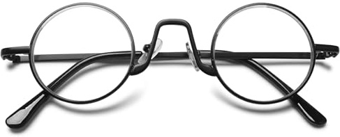 MAGIMODAC Damen Herren Retro Lesebrille Rund Klein Mini Blaulichtfilter Lesebrillen Metall Computer Brille Lesehilfe Sehhilfe mit Sehnstärke Schwarz 1.0