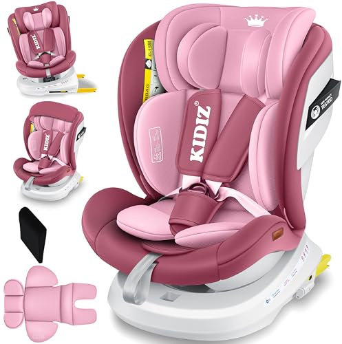 KIDIZ® Silla de coche para bebés Isofix Top Tether 360° giratoria, grupo 0/1/2/3 desde el nacimiento 0-36 kg, con toldo, arnés de 5 puntos, ajuste del reposacabezas ECE R129