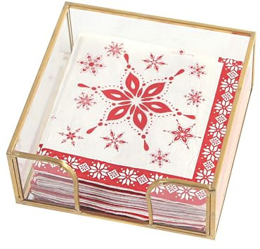 Feyarl Serviettenhalter Glas Napkin Holder Papierhandtuchhalter Stofftaschentücher Serviettenständer Serviettenspender für Arbeitsplatte Küche Esstisch (Gold)
