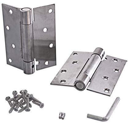 DIY 4 Inch Stainless Steel Self-Closing Single Action Silver Spring Door Hinge,Adjustable Tension,Waist Doors, Fire Doors and Other Access Doors.