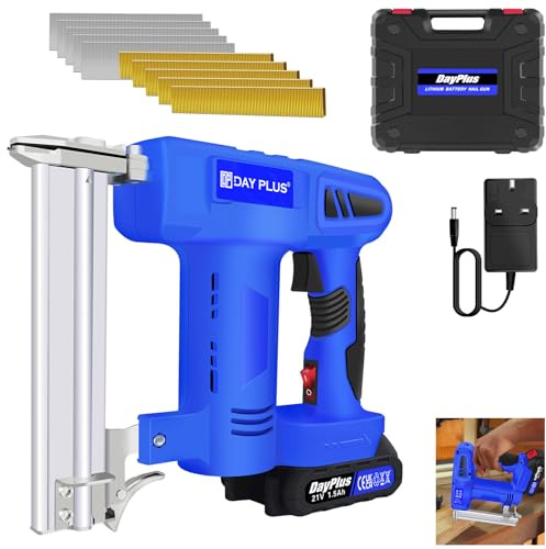 21V Cordless Nailers & Staplers 2-in-1 Nail Staple Gun with Battery and Charger Portable Upholstery ＆ Woodworking Tool Heavy Duty Staple Gun incl. 500 Nails ＆ 500 Staples, Storage Case
