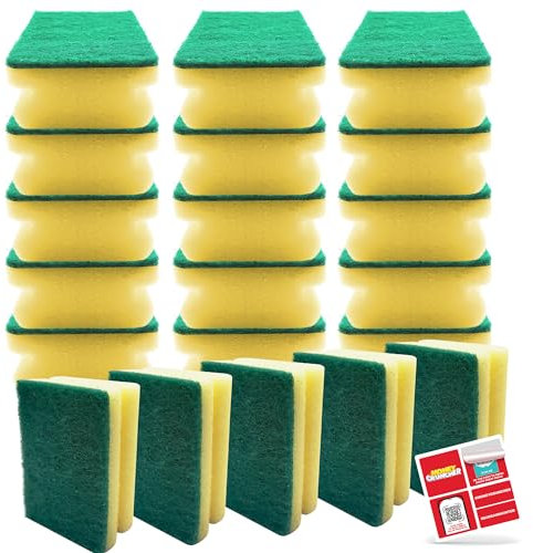 SOL 20pk Finger Grip Scourers, Heavy Duty Kitchen Sponges Washing Up Scourer, Non-Scratch Design, Ergonomic Grip for Comfortable Cleaning, Perfect for Pots, Pans, Dishes, and Household Surfaces