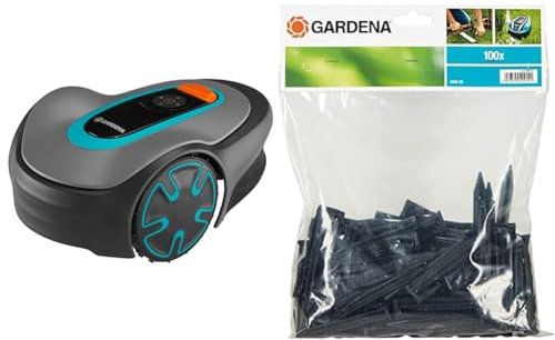 Gardena Mähroboter SILENO minimo 250 m² & Haken: Mähroboter-Zubehör, Set aus 100 Haken