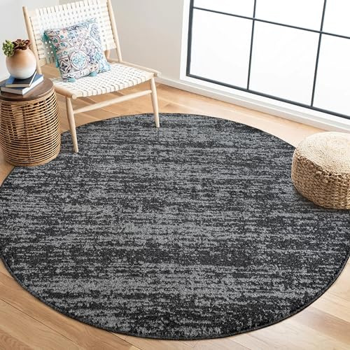 SANAT Oslo Teppich für das Wohnzimmer - Teppich mit modernem Design, Geeignet für Wohnzimmer, Flur, Esszimmer, Schlafzimmer, Küche und Kinderzimmer - Schwarz, Größe: 120 cm Rund