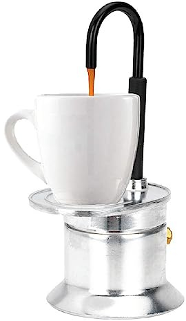 Lybunair Cafetière italienne à moka 1 tasse de 50 ml en aluminium avec bec verseur pour les fêtes en plein air, les voyages