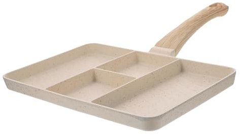 Hoement Padella Divisa in Antiaderente Per Uova e Steak Padella Ergonomica Per Colazione Multiuso Per Cucina Quotidiana Compatibile Con Piano Induzione Design Sezioni