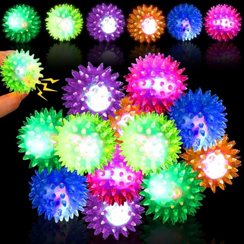 12 palline a forma di riccio per il compleanno dei bambini – palla luminosa a LED Jump Ball, giocattolo luminoso come piccoli bomboniere